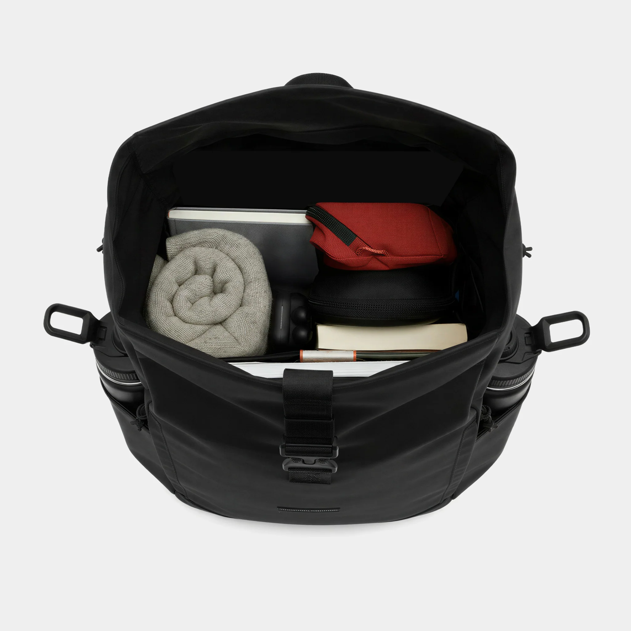 Black Roll Top Backpack - Image 11