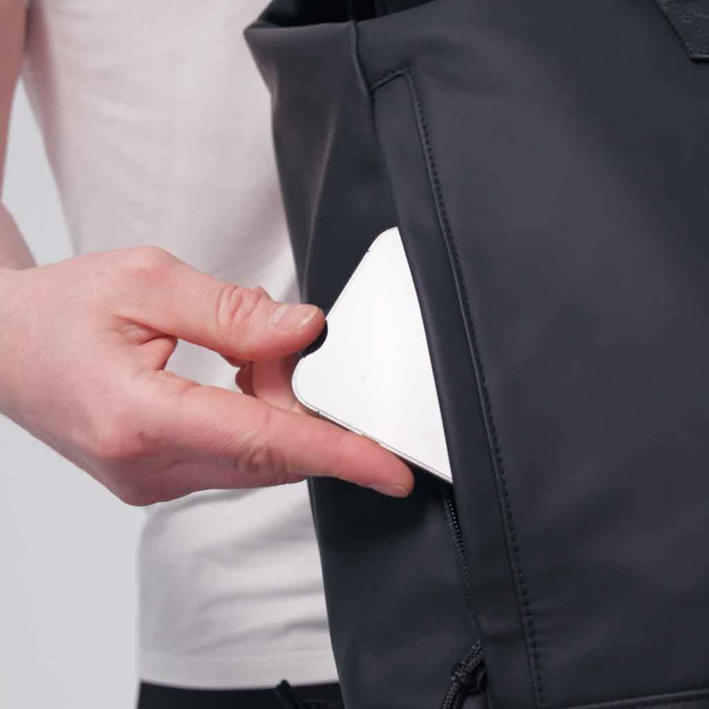 Black Roll Top Backpack - Image 12