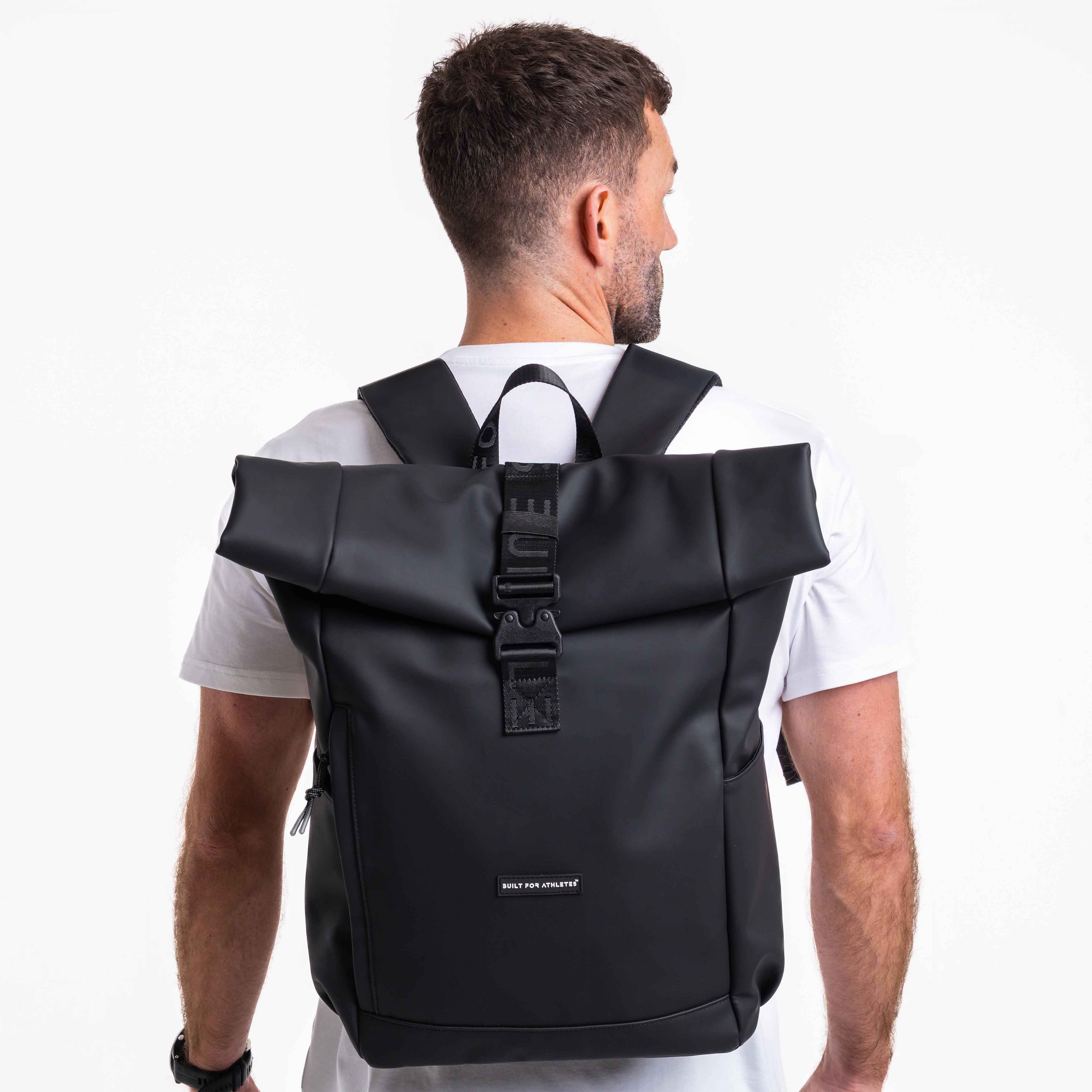 Black Roll Top Backpack - Image 3